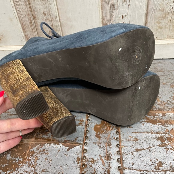 Jeffery Campbell Lita Blue Suede Lace Up Platforms - Picture 8 of 15